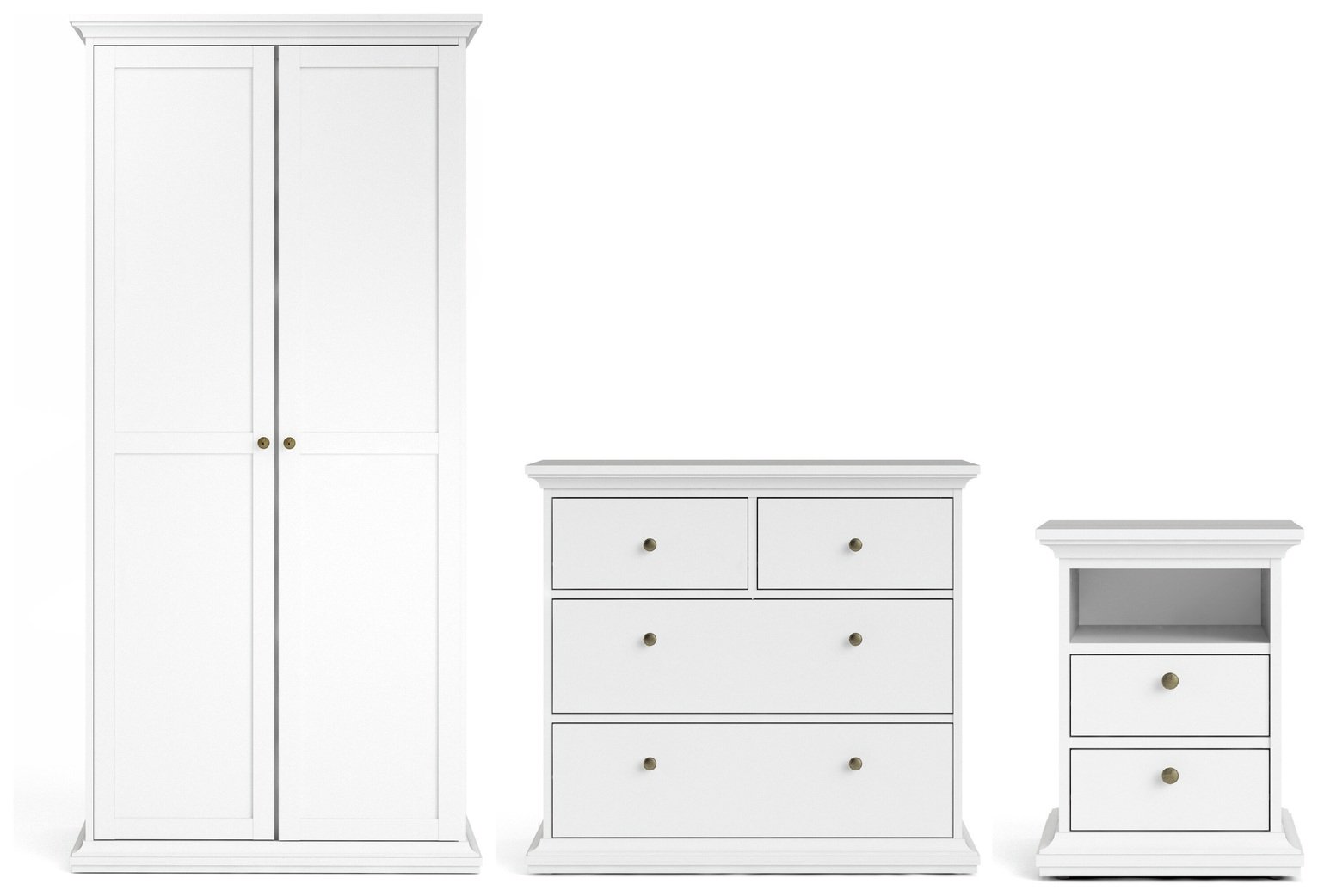 Tvlium Paris 3 Piece 2 Door Wardrobe Set