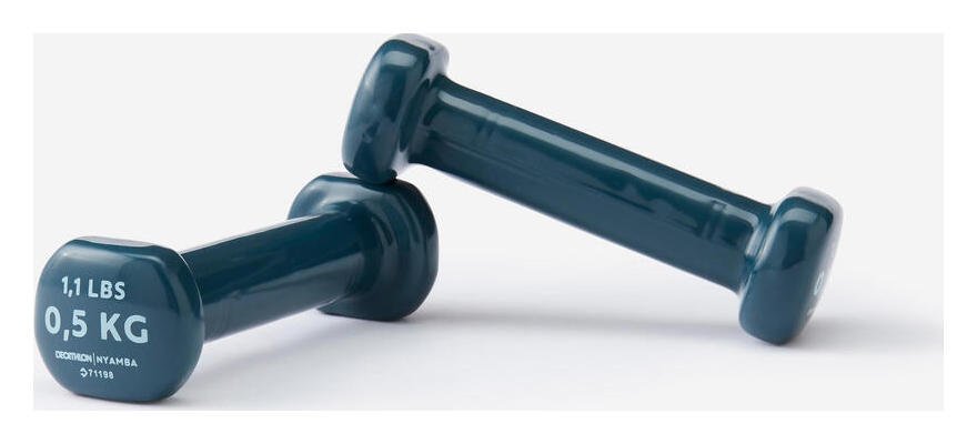Decathlon 2x0.5kg Vinyl Dumbbells Set for Home - Navy Blue