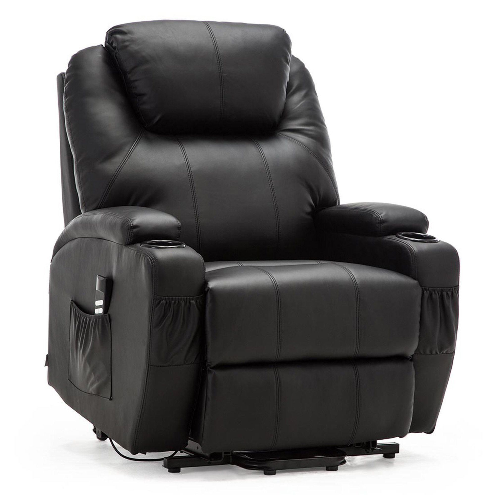 Furniture Online Cinemo Bonded Leather Dual Motor Rise Recliner Chair – Black