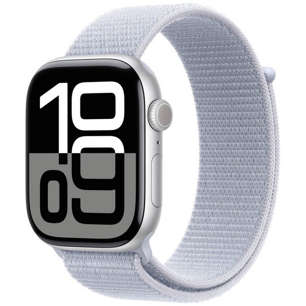Apple Watch Series 10 GPS 46mm Silver Blue Cloud Sport Loop