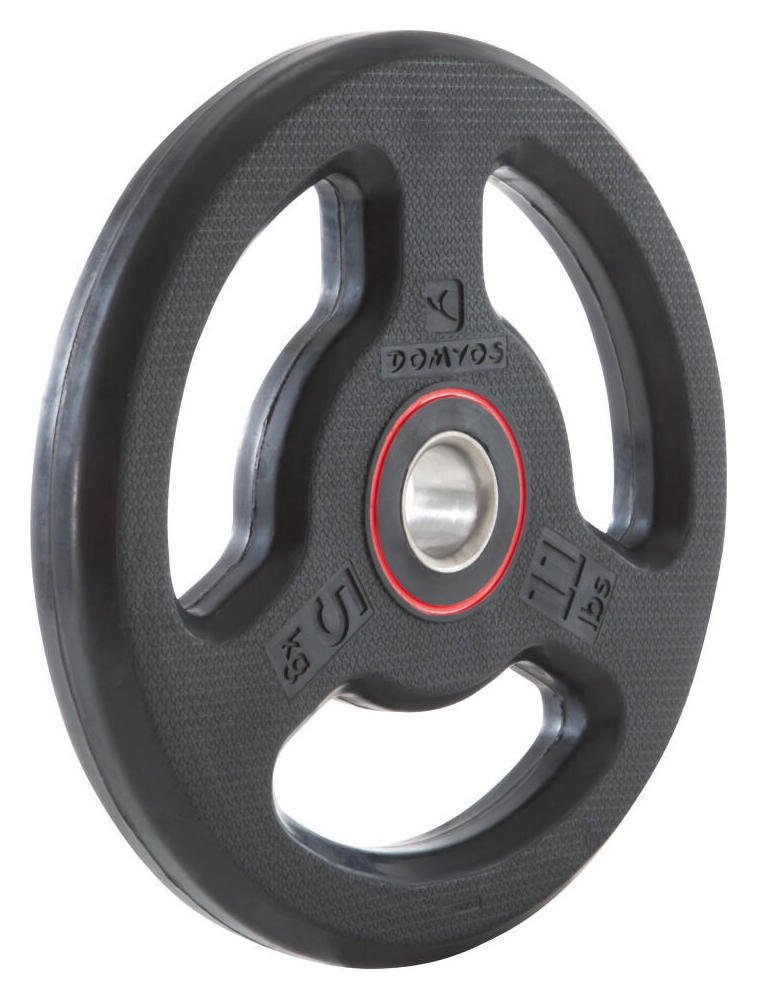 Decathlon 5kg Rubber-Coated Weight Plate - Ergonomic Grip