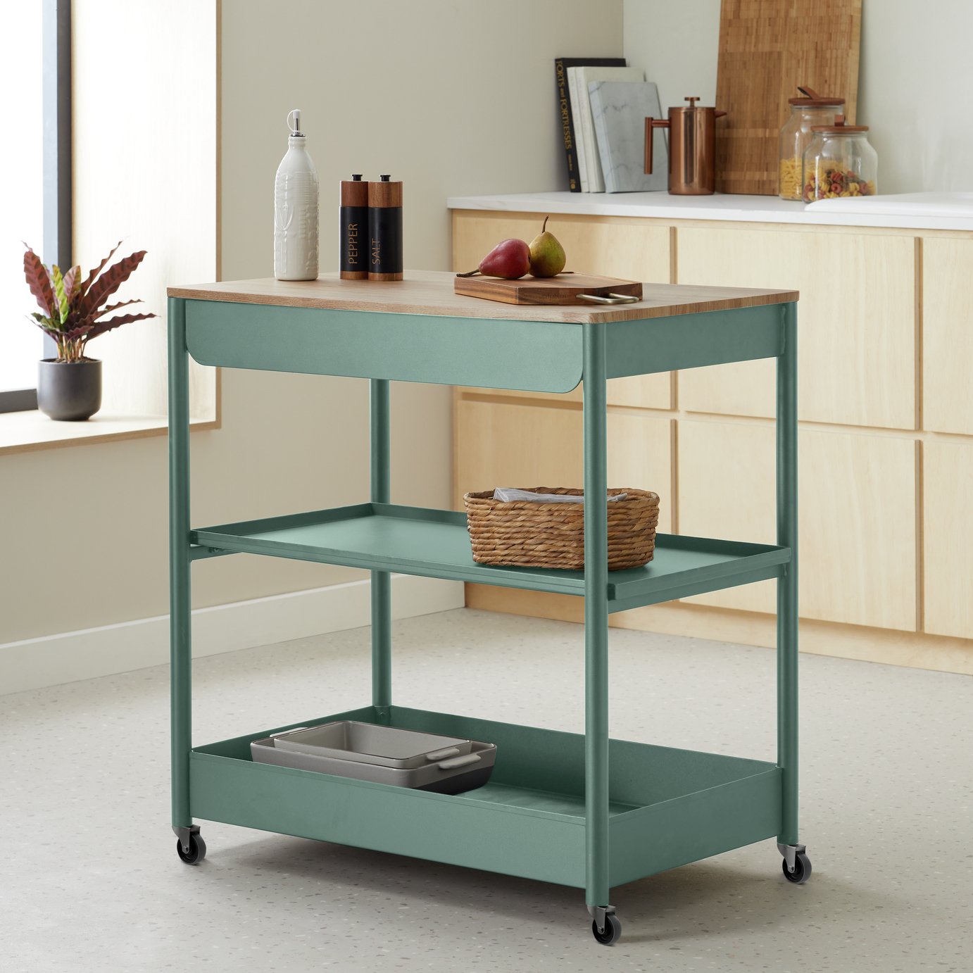 Habitat Kaylo Metal Kitchen Trolley - Blue 