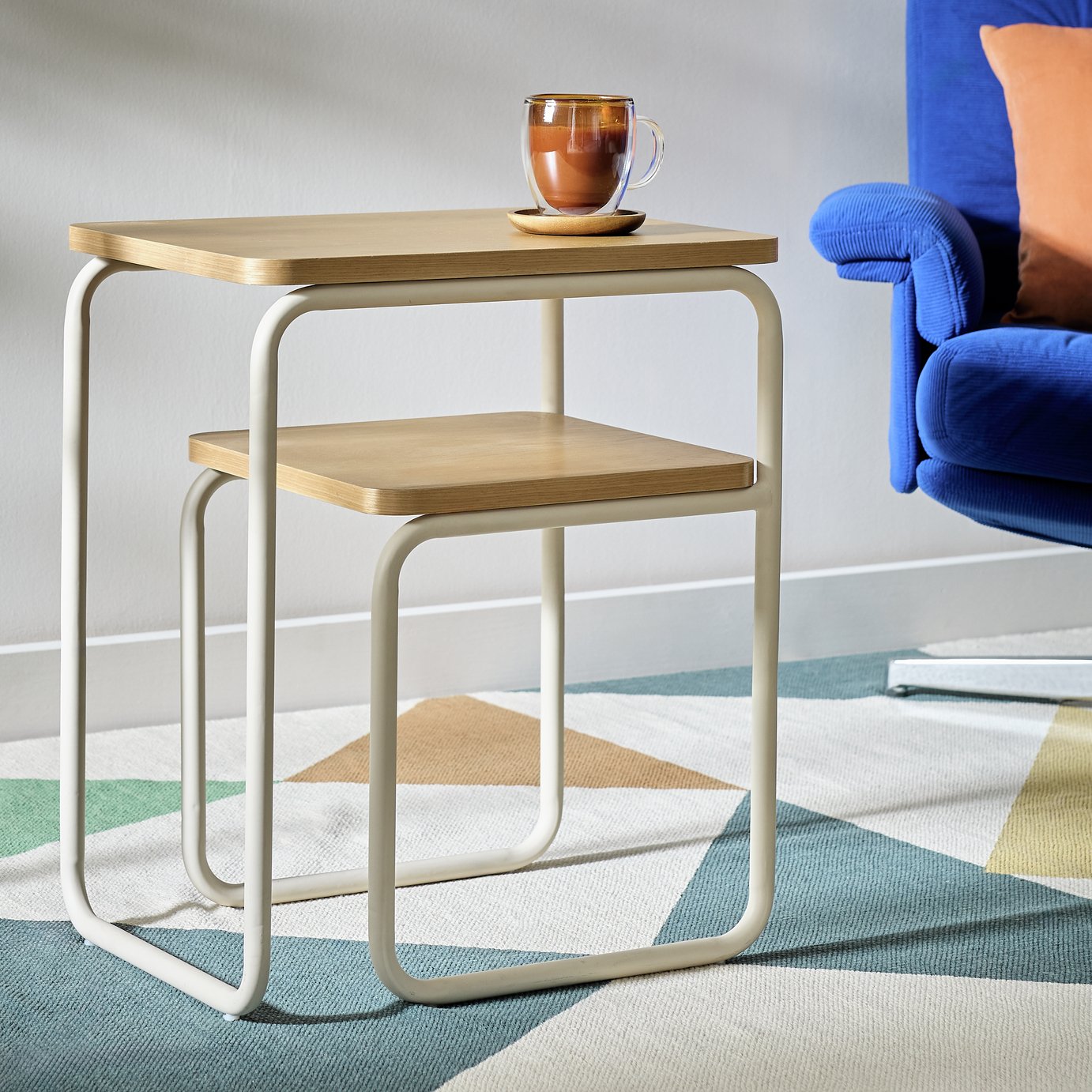 Habitat Leigh Metal Bedside Table - White