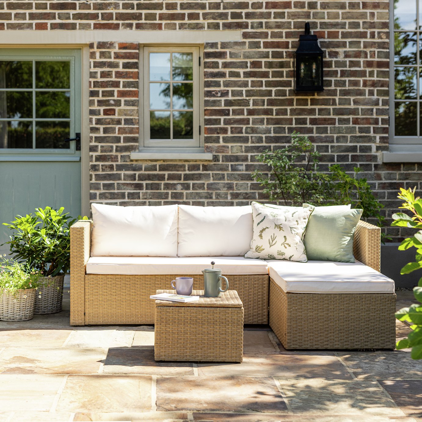 Argos Home 4 Seater Rattan Effect Garden Sofa Set- Natural