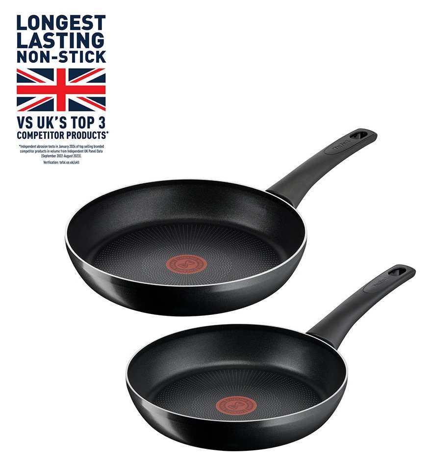 Tefal Titanium Force 2 Piece Non stick Frying Pan Set -Black