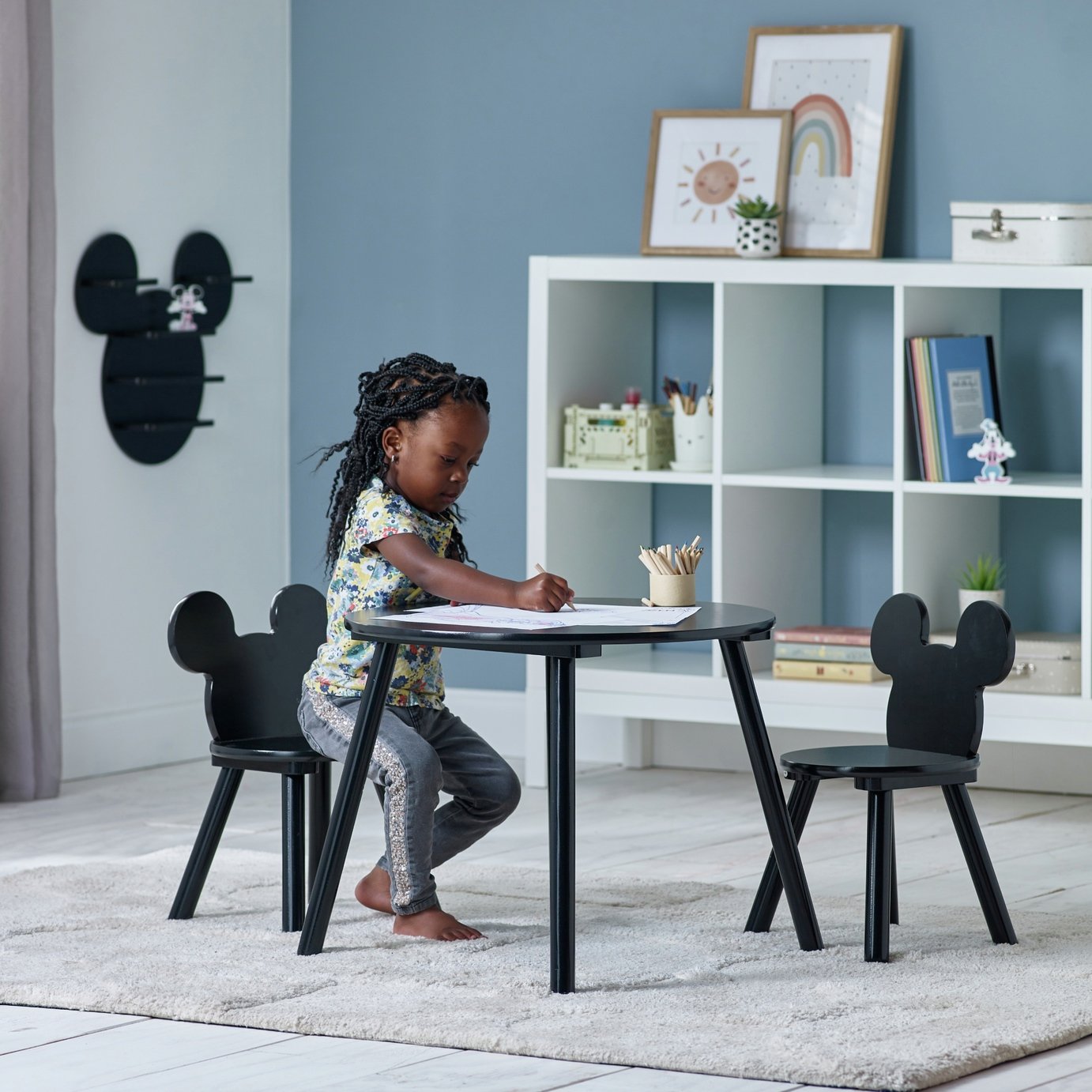 Disney Mickey Kids Table & 2 Chairs - Black