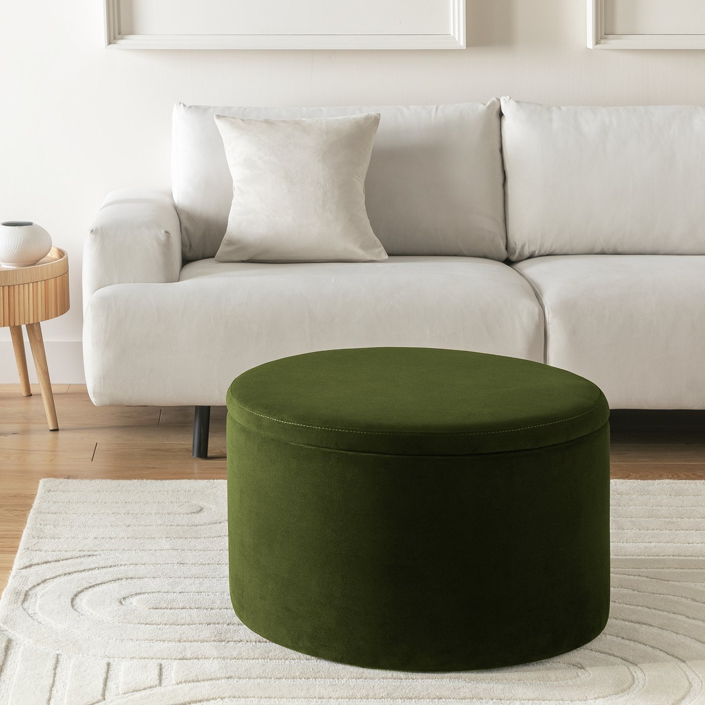 Habitat Large Dex Velvet Storage Footstool