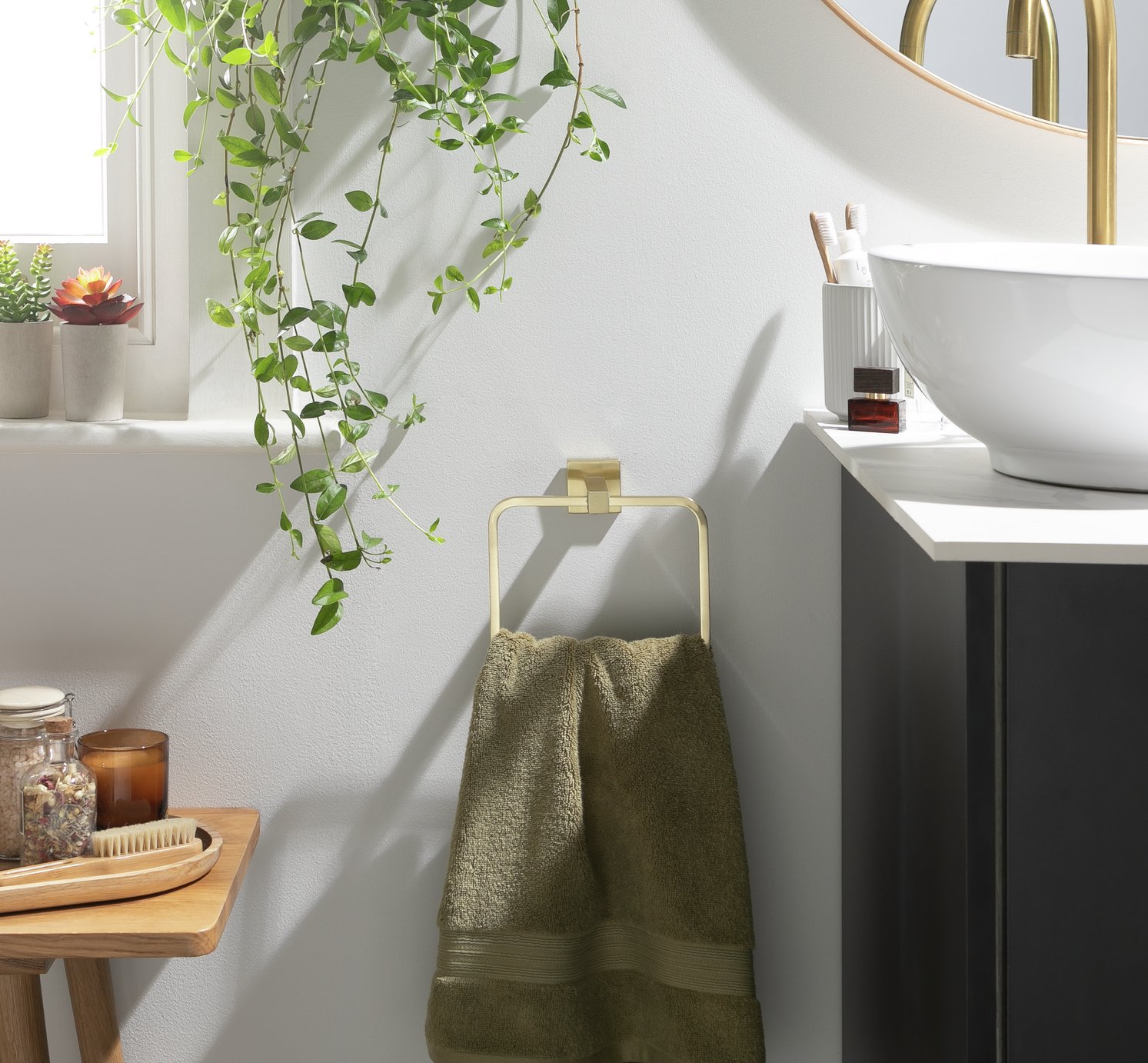 Habitat Wall Mounted Towel Ring - Brushed Gold