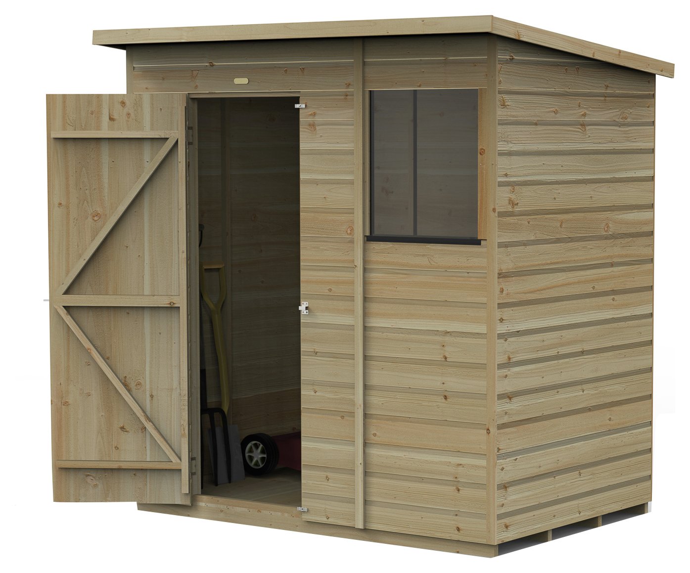 Forest Beckwood Shiplap 1 Window Pent Shed - 6 x 4ft