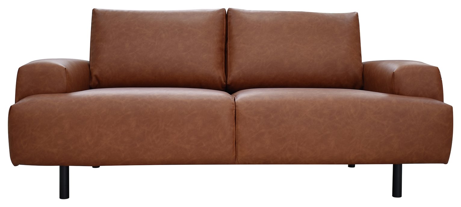 Habitat Julien Faux Leather 2 Seater Sofa - Tan