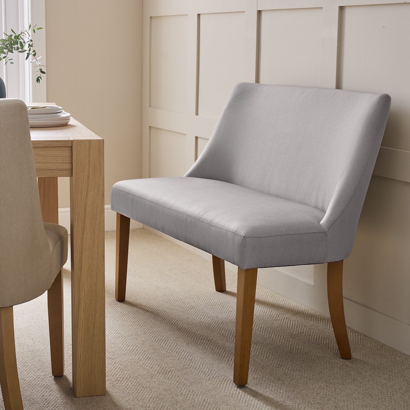 Habitat Alec Fabric Dining Bench - Grey