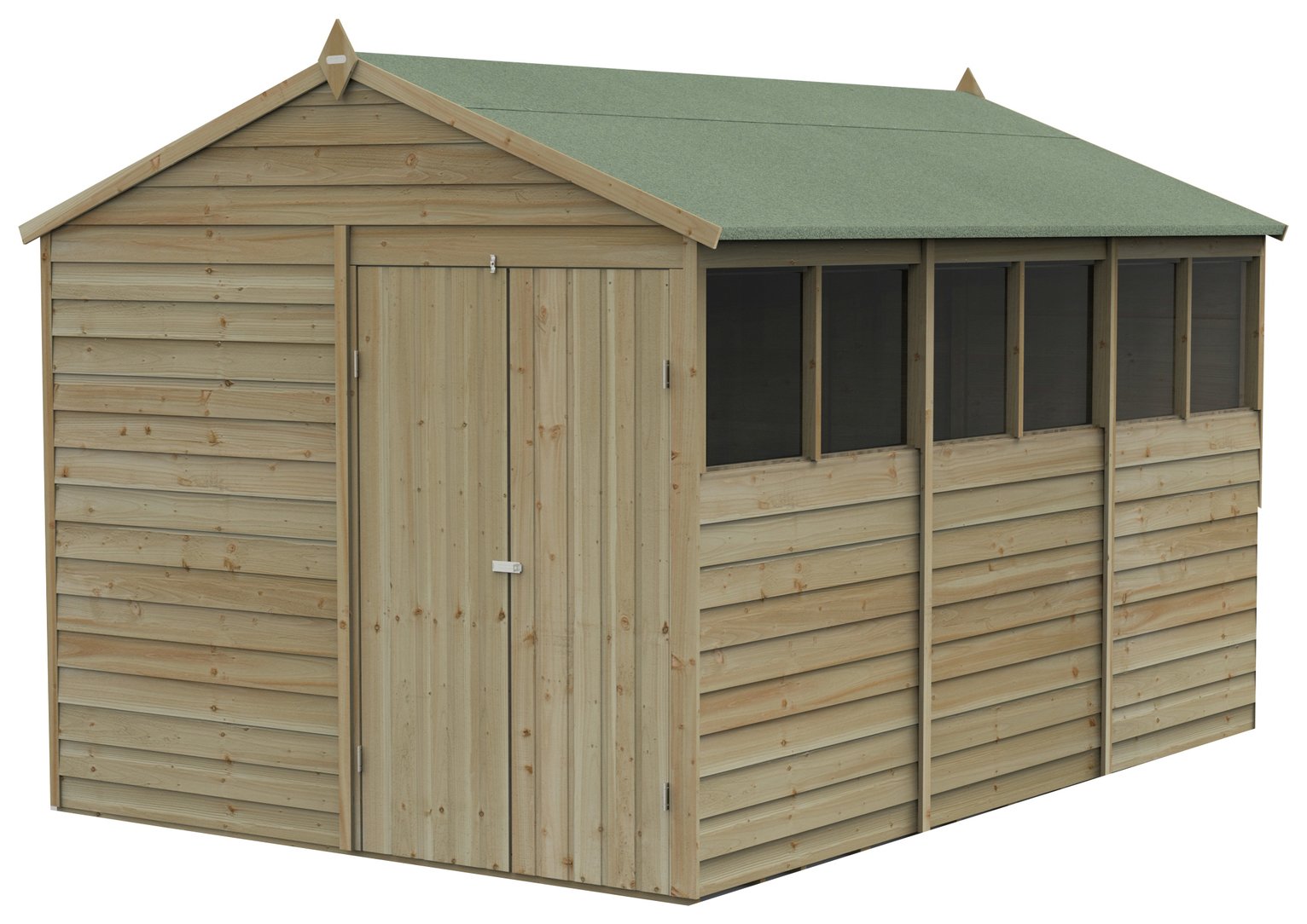 Forest 4Life Overlap 6 Windows Apex Shed - 12 x 8ft