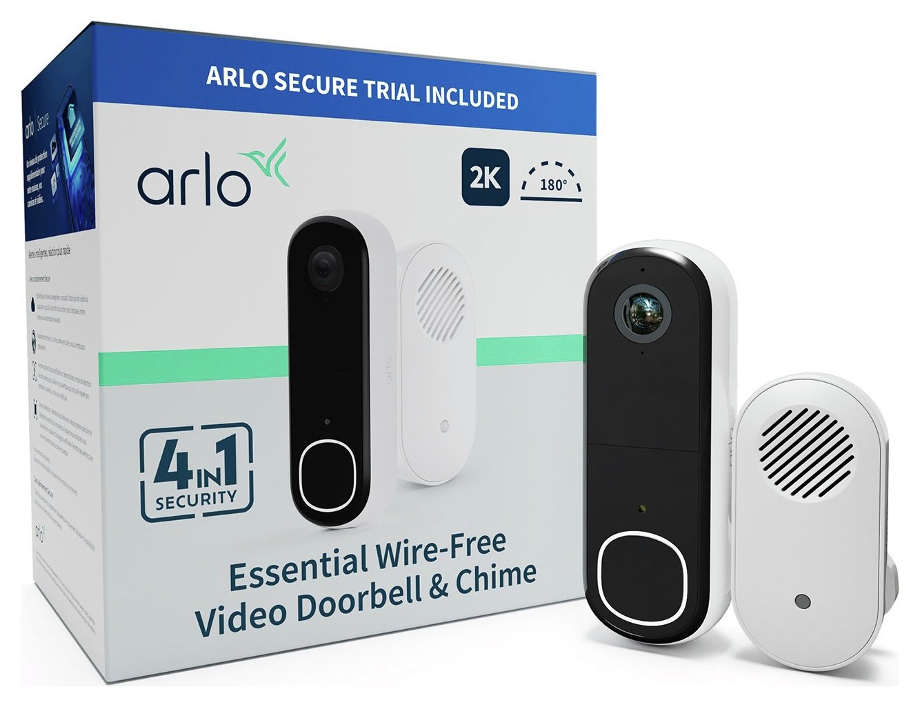 Arlo Essential 4-in-1 2K Smart Video Doorbell & Chime