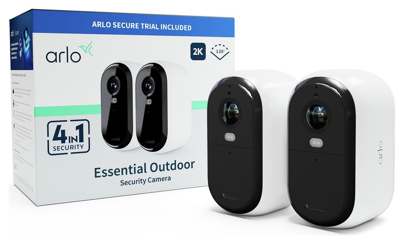 Arlo Essential 2K 4-in-1 Outdoor Security Camera - Pack of 2