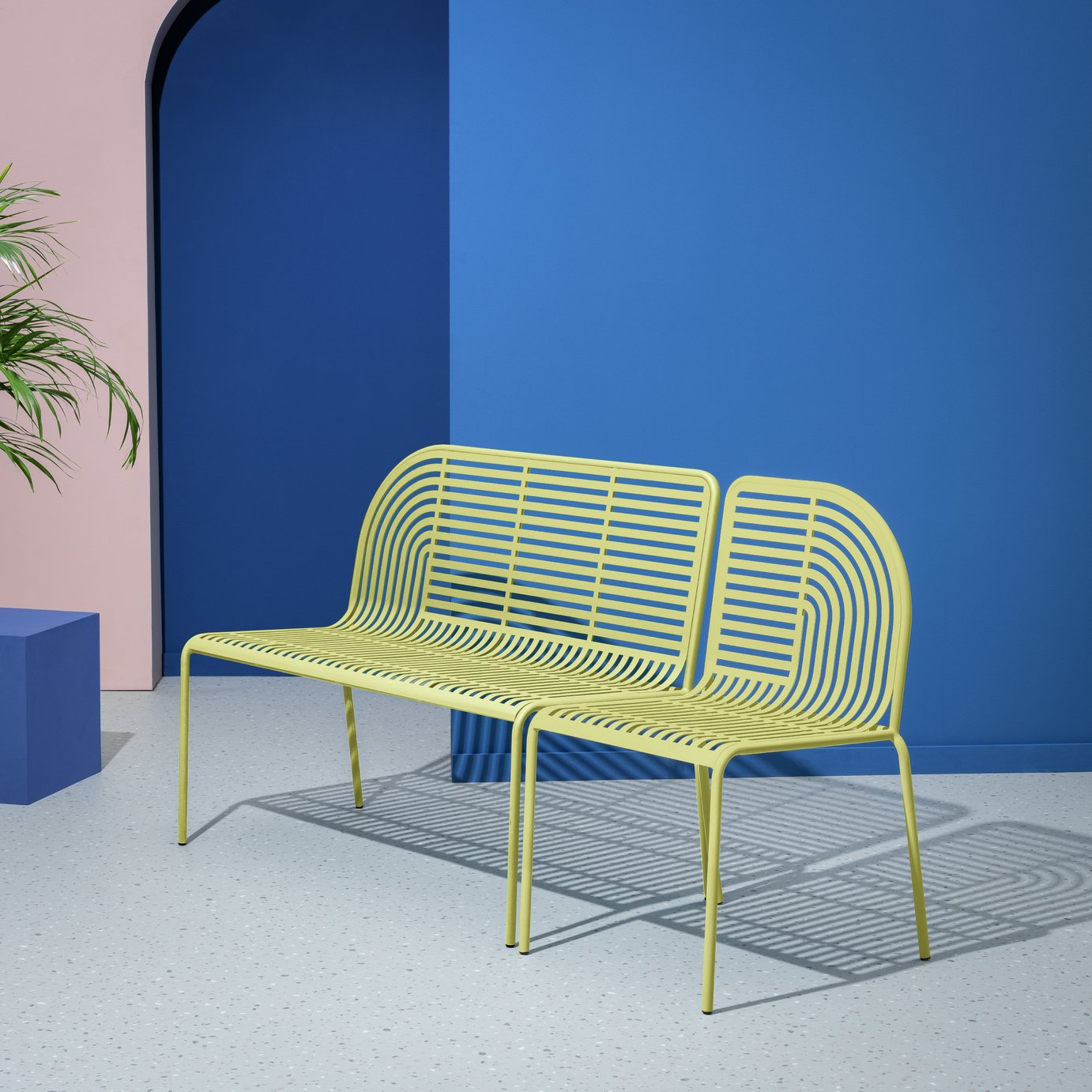 Habitat 60 Lucinda Metal Garden Bench & Chair - Yellow