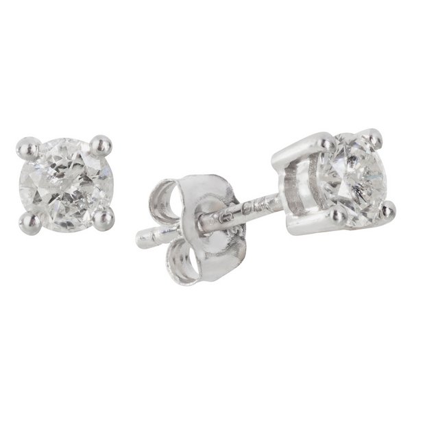 Buy Revere 9ct White Gold 0.50ct tw Diamond Solitaire Studs at Argos.co ...