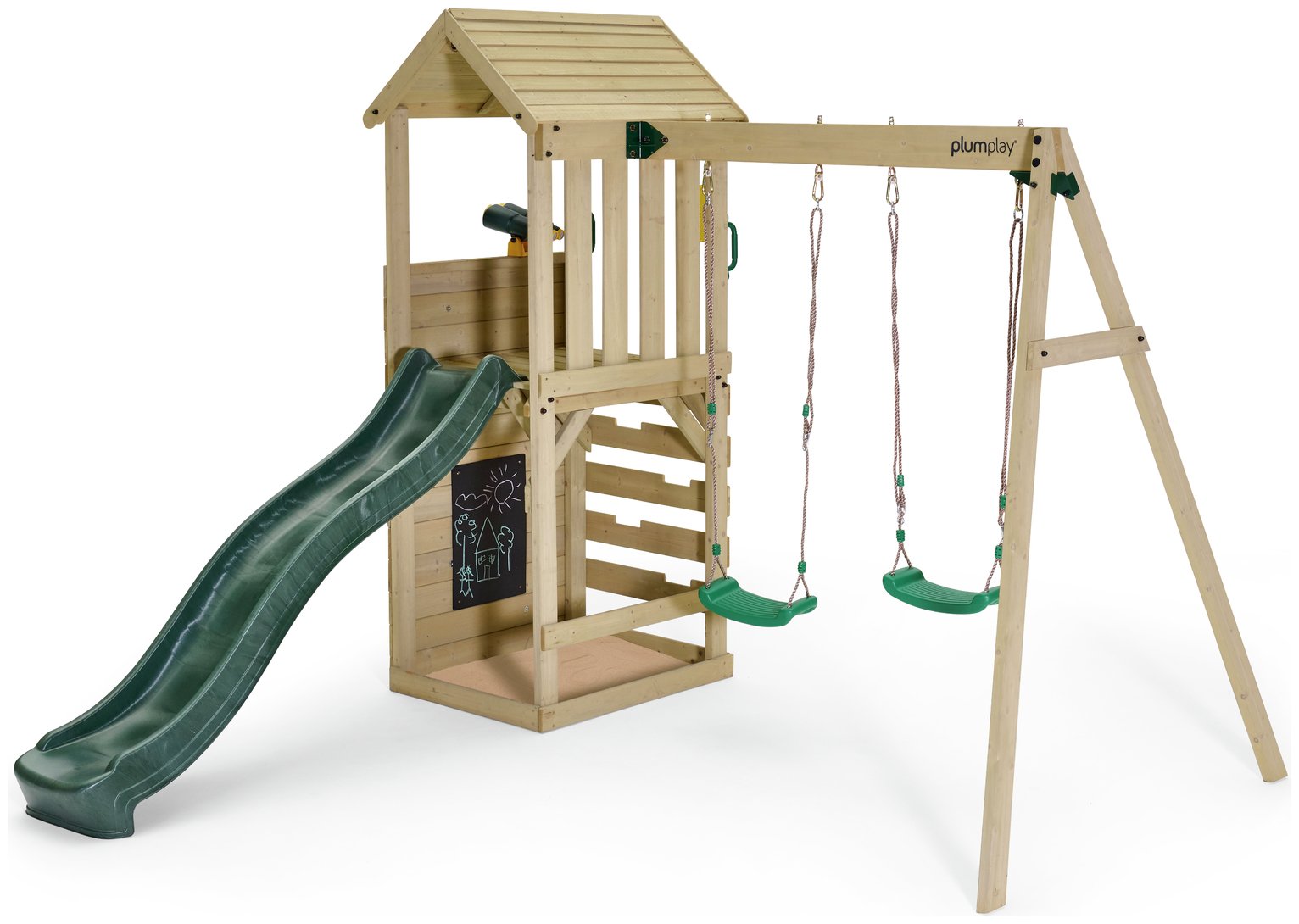 Plum Lookout Tower Wooden Climbing Frame with Swings & Slide