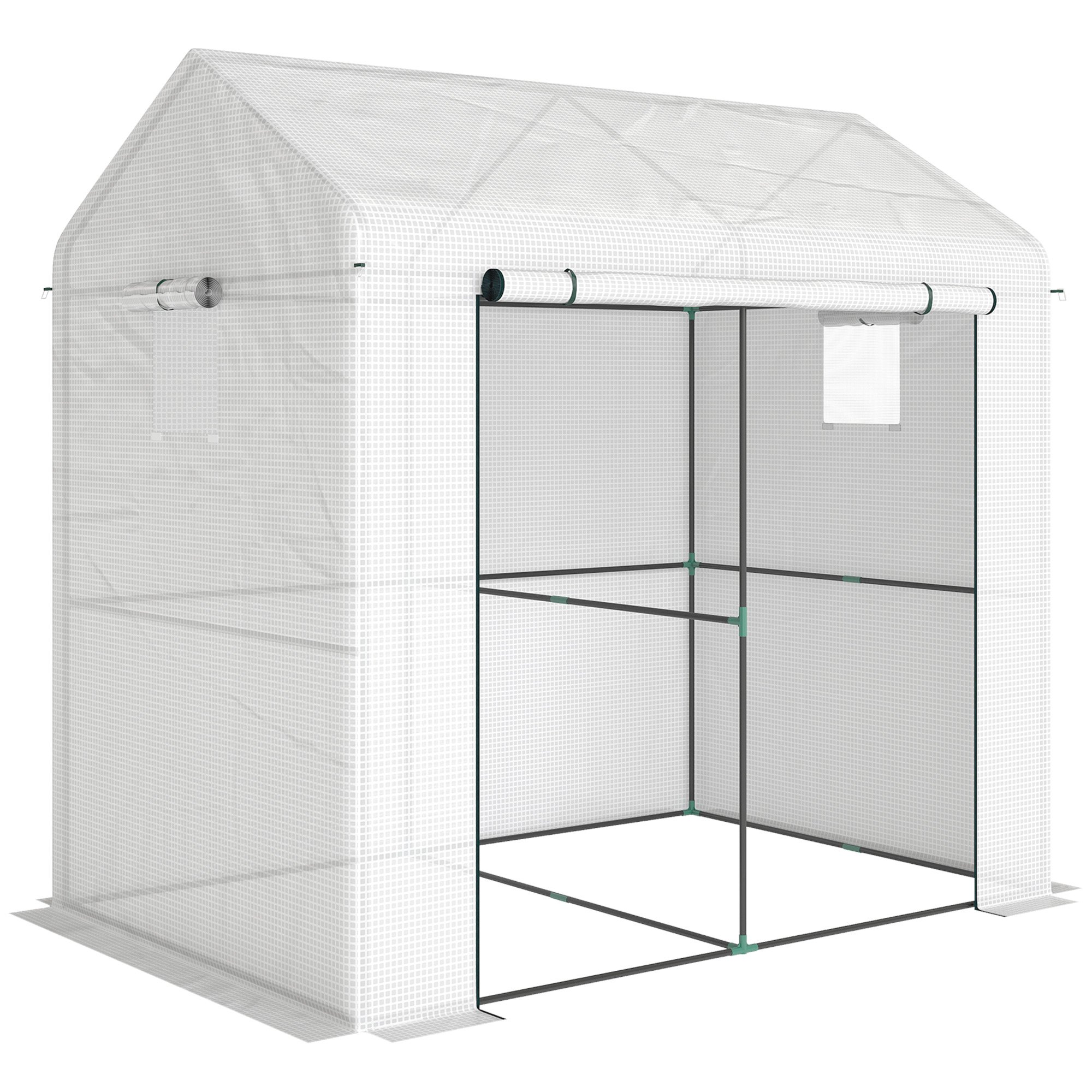 Outsunny PE Walk-in Greenhouse – White