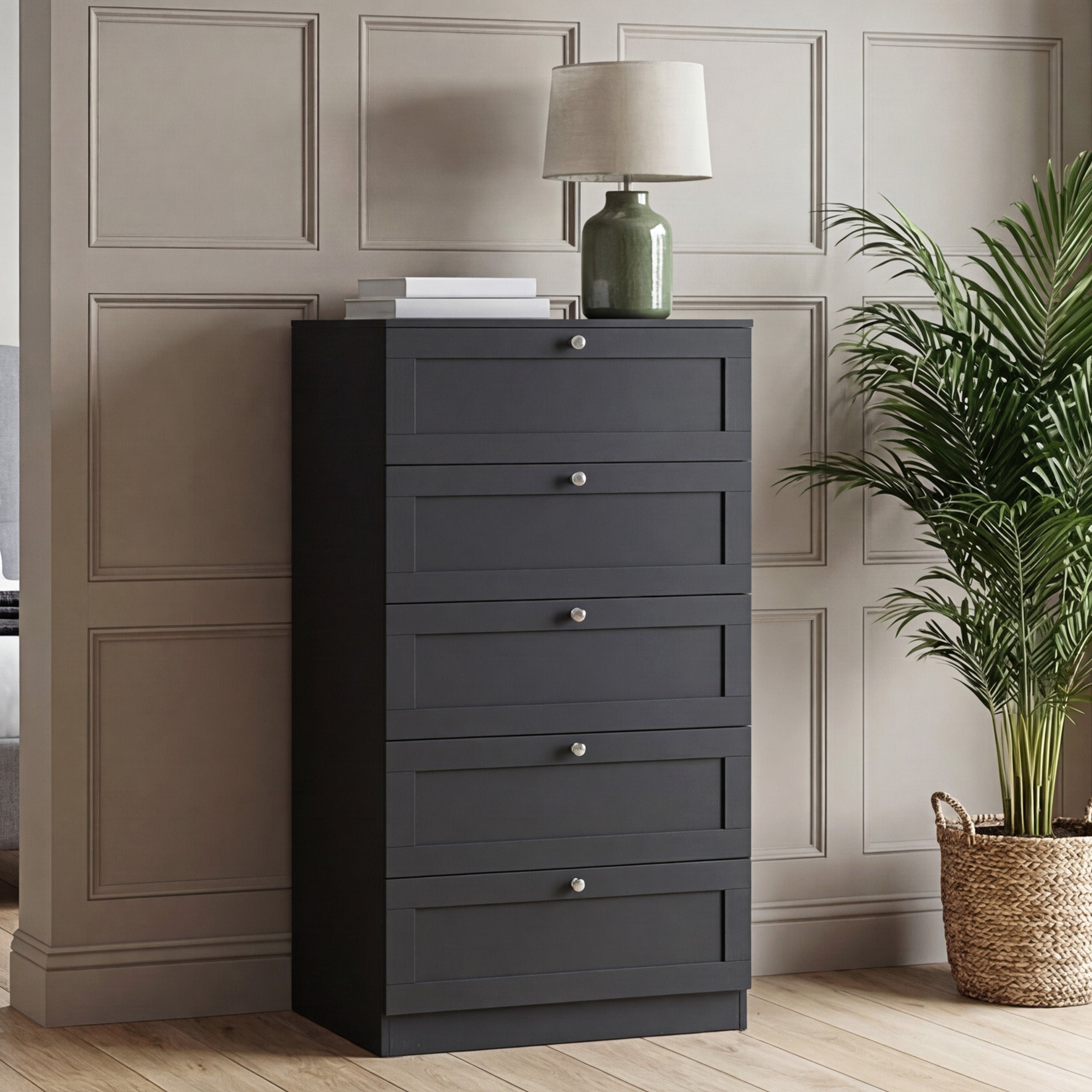 Vida Designs Altino 5 Drawer Chest - Black