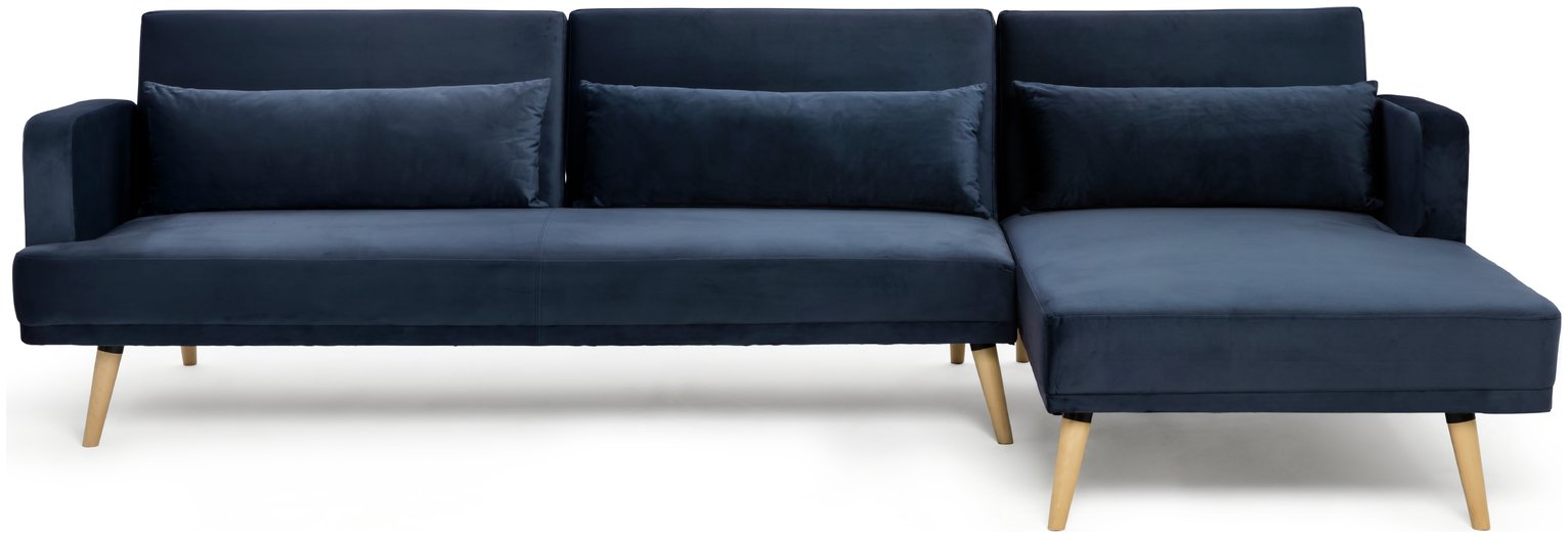Habitat Andy Velvet Right Hand Corner Sofa Bed - Navy