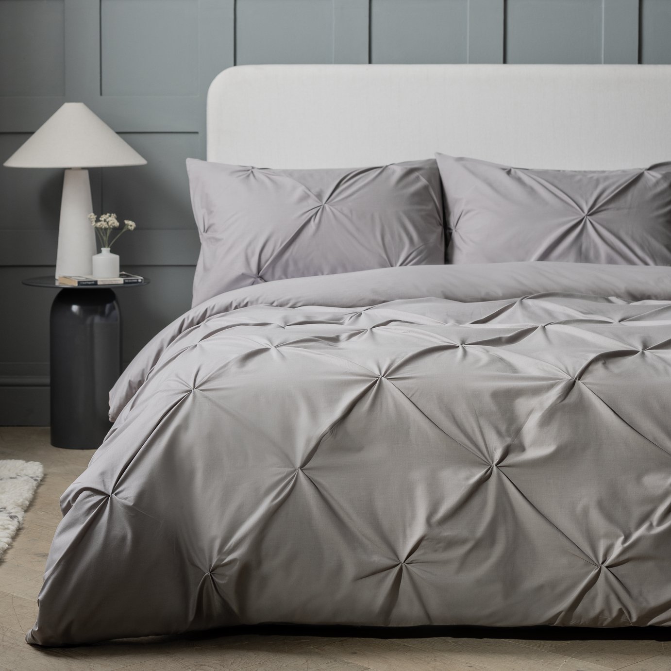Argos Home Pinch Pleat Pintuck Grey Bedding Set - Superking