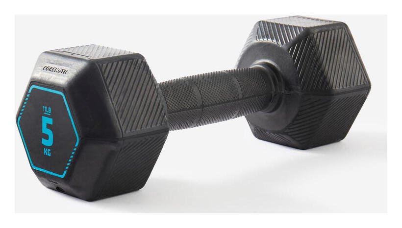 Decathlon HEX Weight Training Dumbbell 1x 5Kg