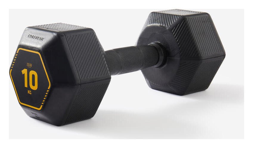 Decathlon HEX Weight Training Dumbbell 1x 10Kg
