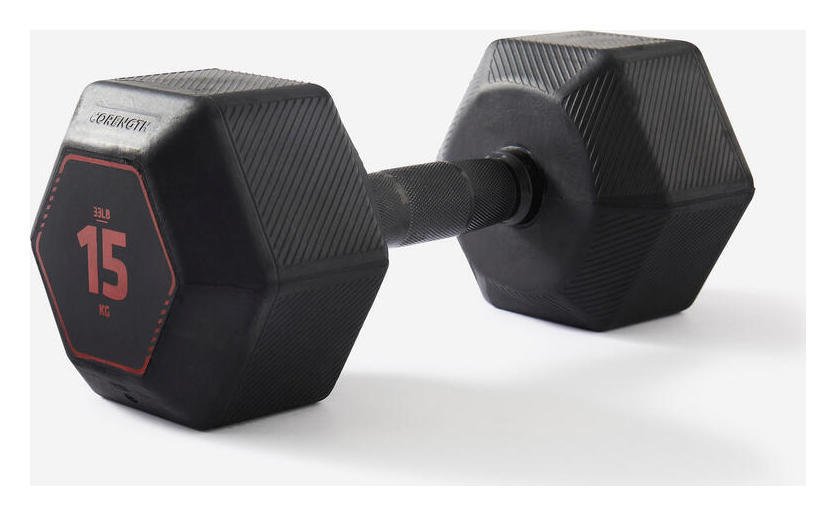 Decathlon HEX Weight Training Dumbbell 1x 15Kg