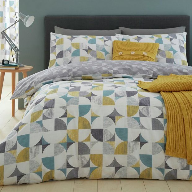 Buy Catherine Lansfield Retro Circles Ochre Bedding Set-Kingsize