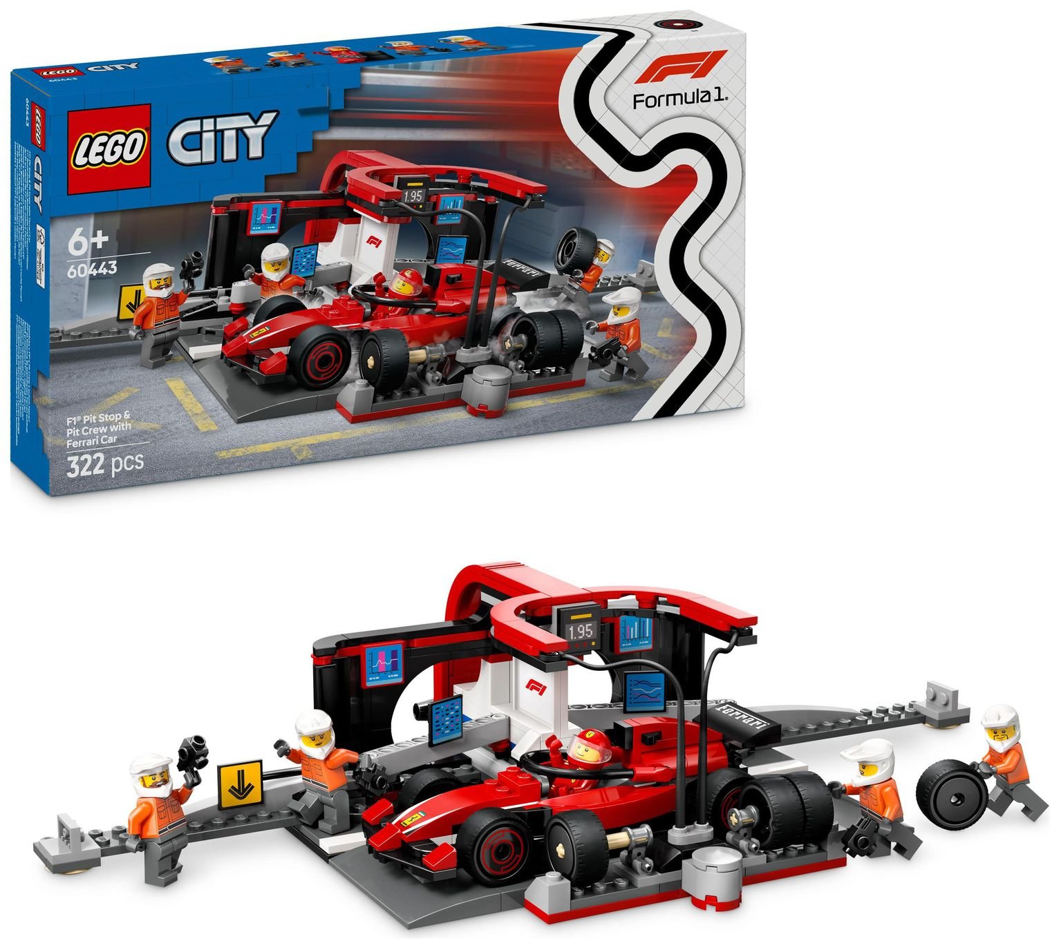 LEGO City F1 Pit Stop & Pit Crew with Ferrari Car Toy 60443
