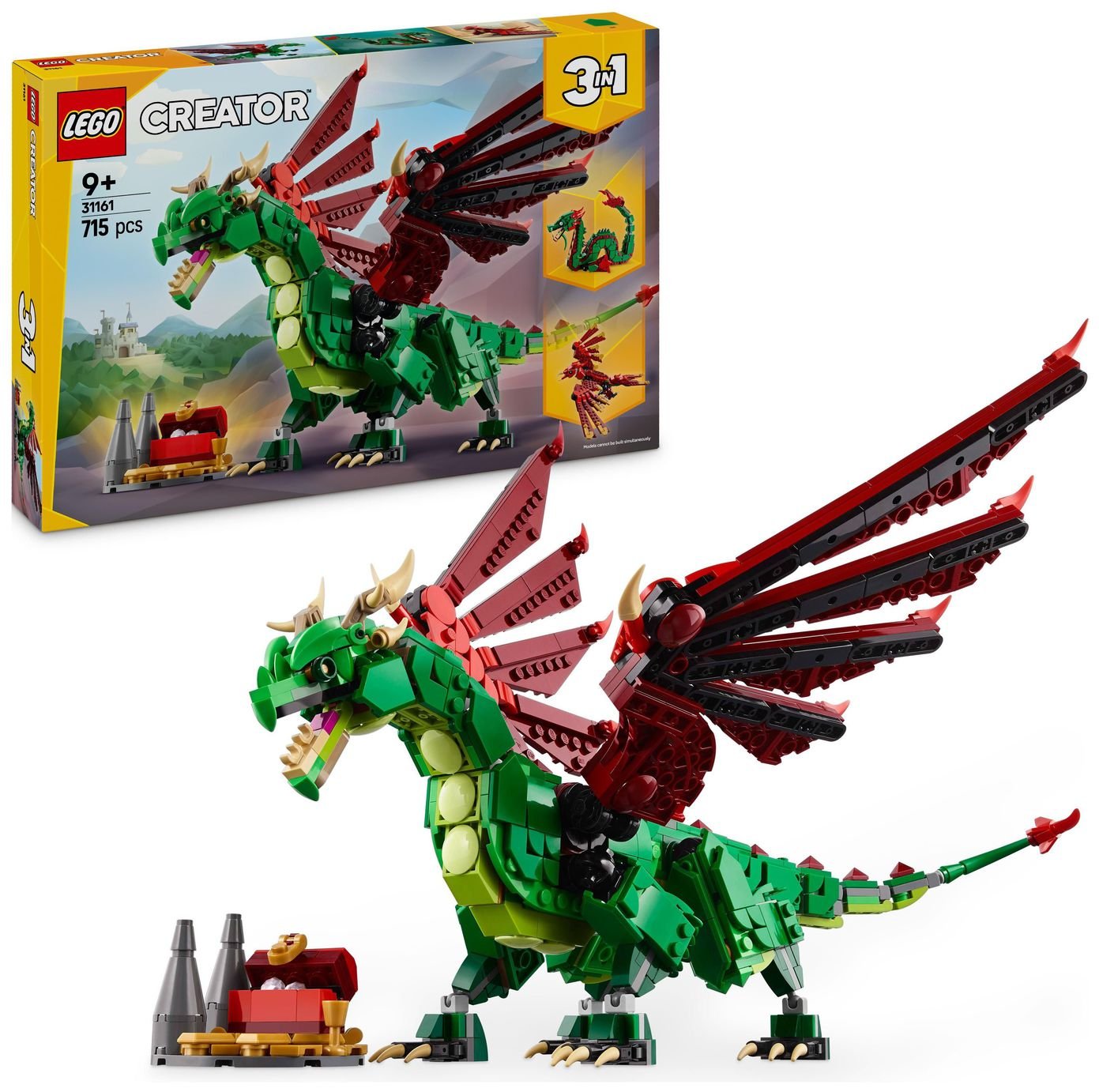 LEGO Creator 3in1 Medieval Dragon Figure, Creative Toy 31161