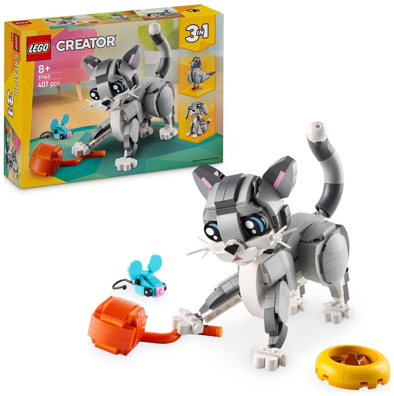 LEGO Creator 3in1 Playful Cat Figure, Toy Animal Set 31163
