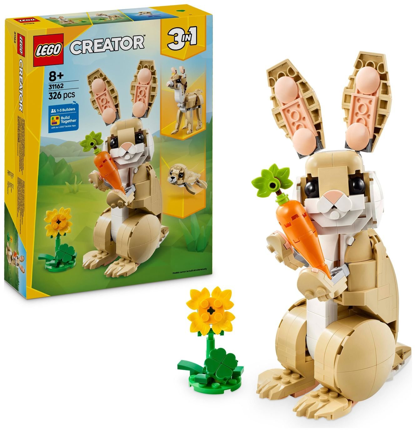 LEGO Creator 3in1 Cute Bunny Toy, Animal Figure Set 31162