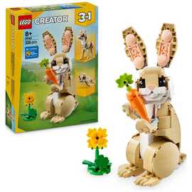 LEGO Creator 3in1 Cute Bunny Toy, Animal Figure Set 31162