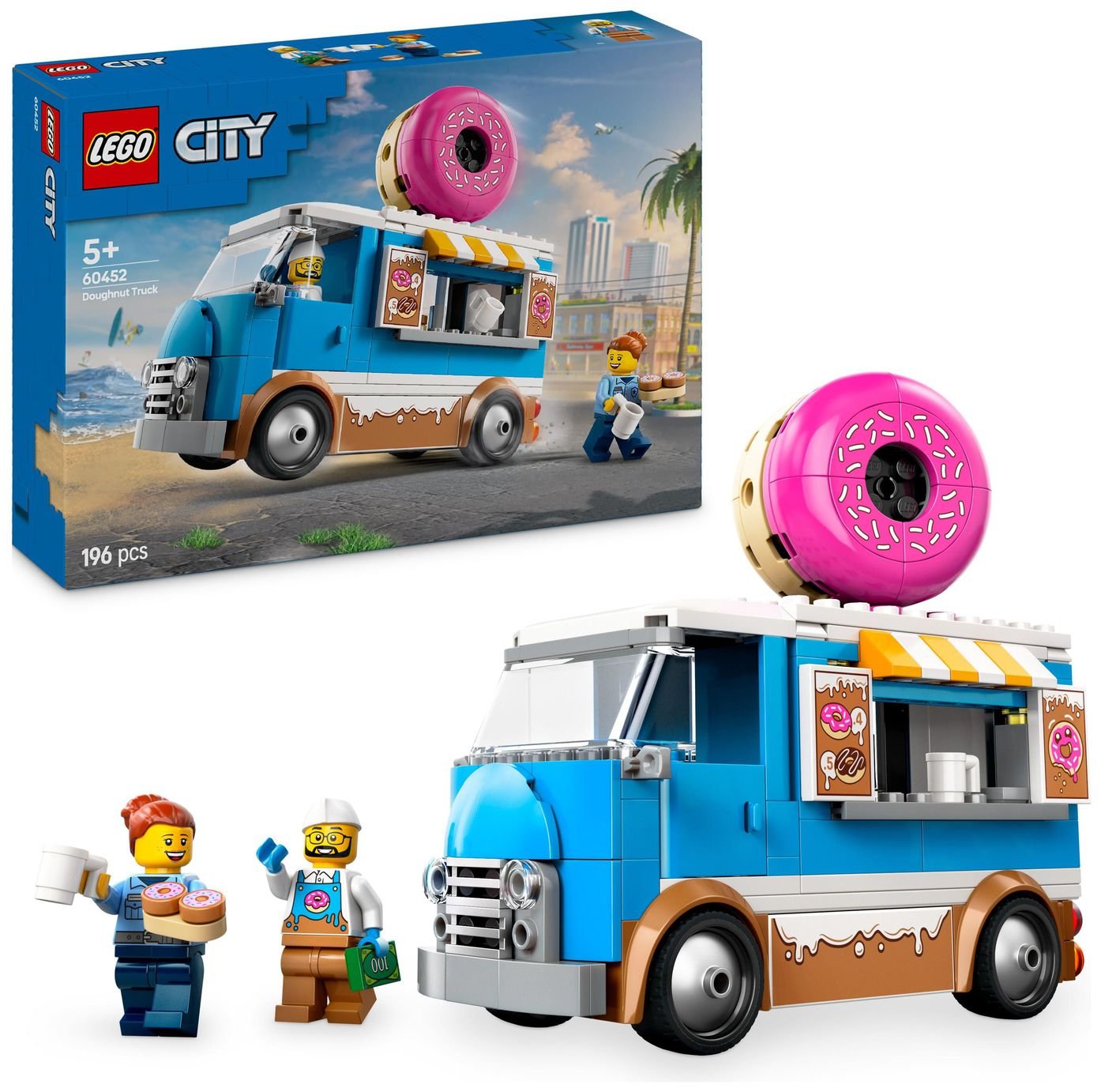 LEGO City Doughnut Truck Toy, Set with 2 Minifigures 60452