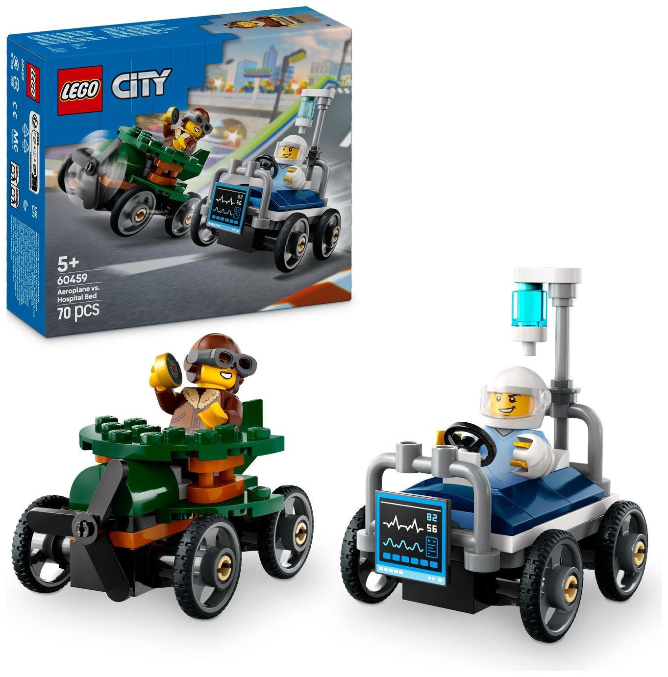 LEGO City Aeroplane vs. Hospital Bed Race Toy Car Pack 60459