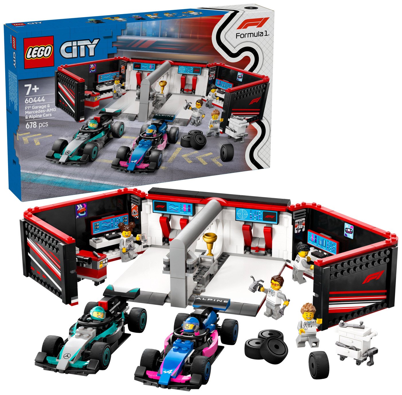 LEGO City F1 Garage & Mercedes-AMG & Alpine Cars Set 60444