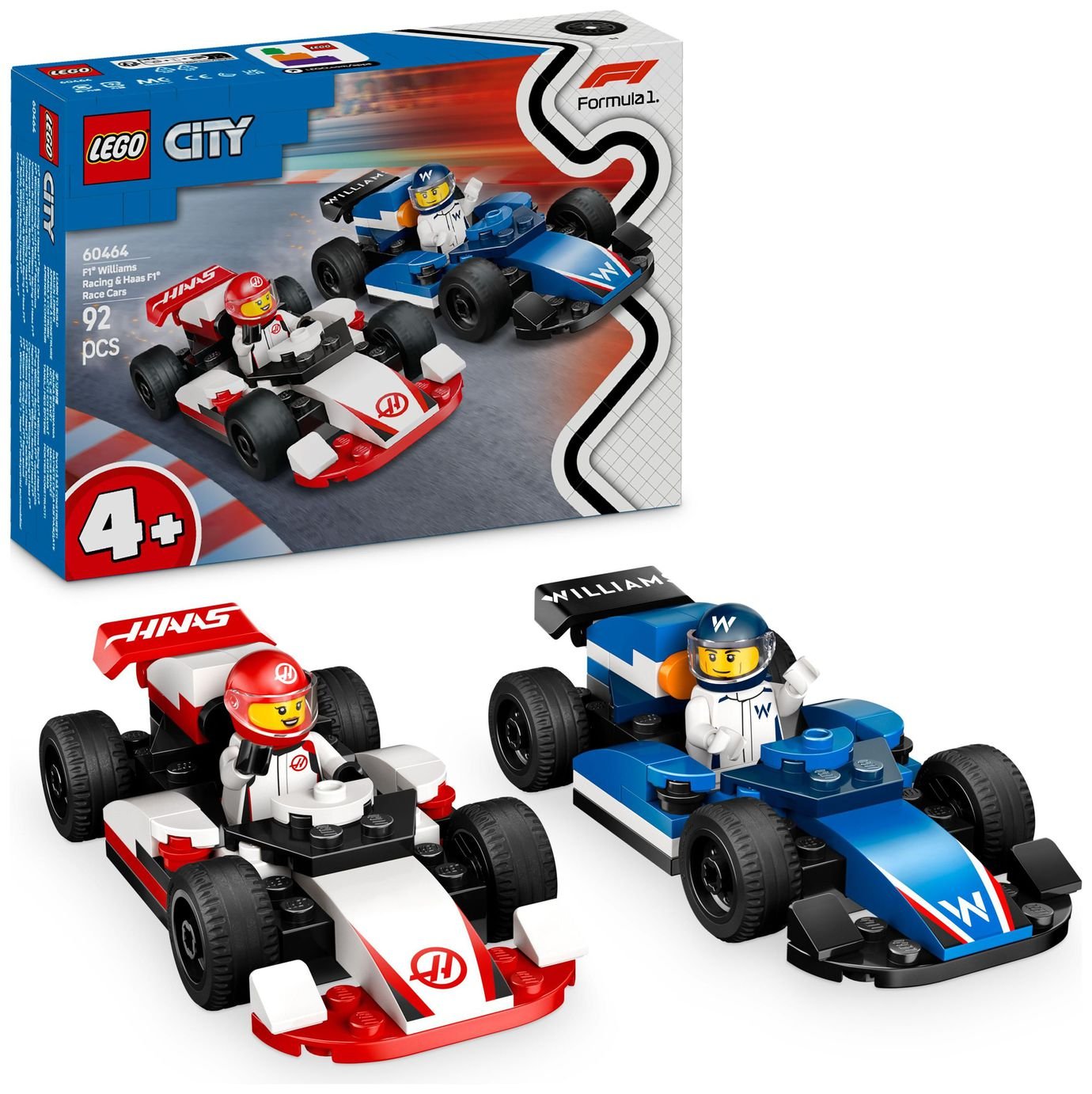 LEGO City F1 Williams Racing & Haas F1 Race Cars Set 60464
