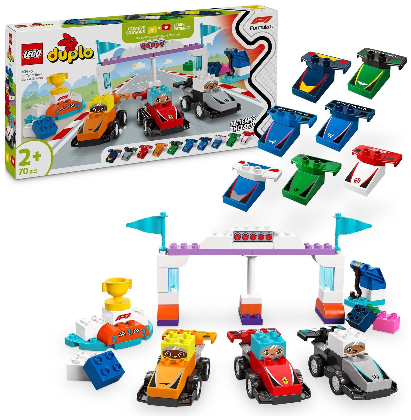 LEGO DUPLO F1 Team Race Cars & Drivers Role Play Toy 10445
