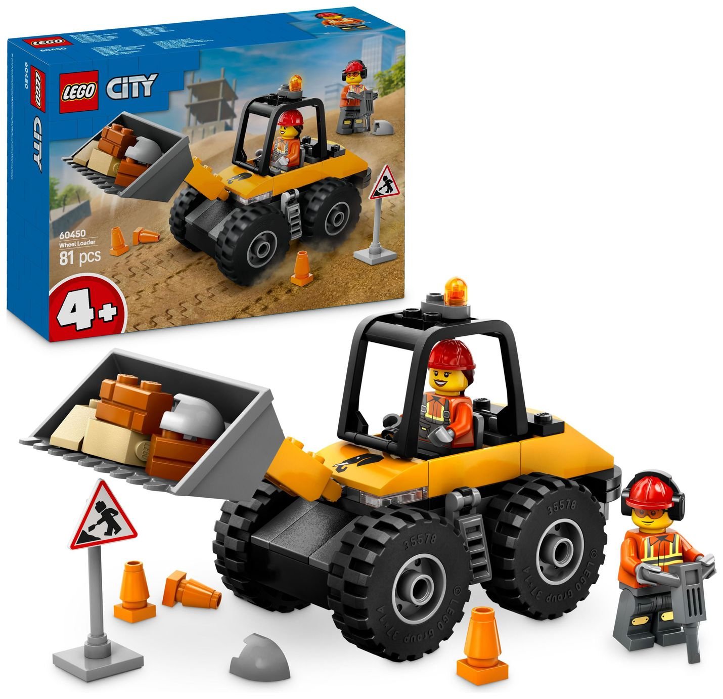 LEGO City Yellow Construction Wheel Loader Vehicle Toy 60450