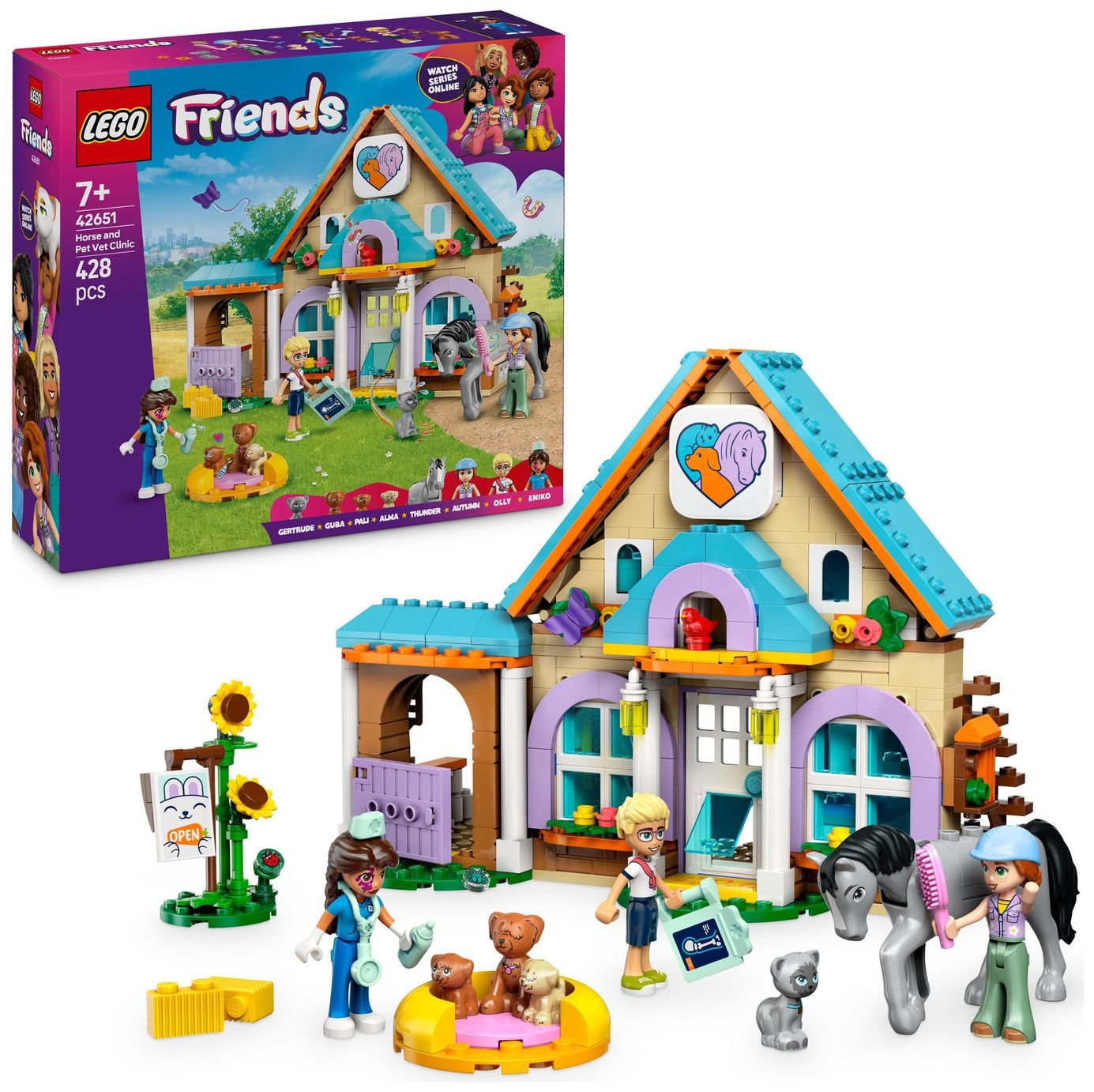 LEGO Friends Horse and Pet Vet Clinic Animal Toy Set 42651
