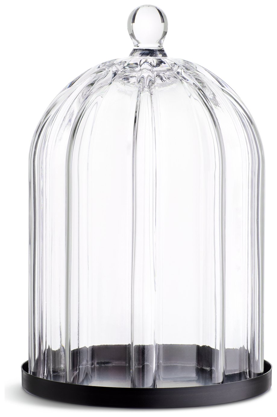 Habitat Ribbed Glass Cloche - Clear