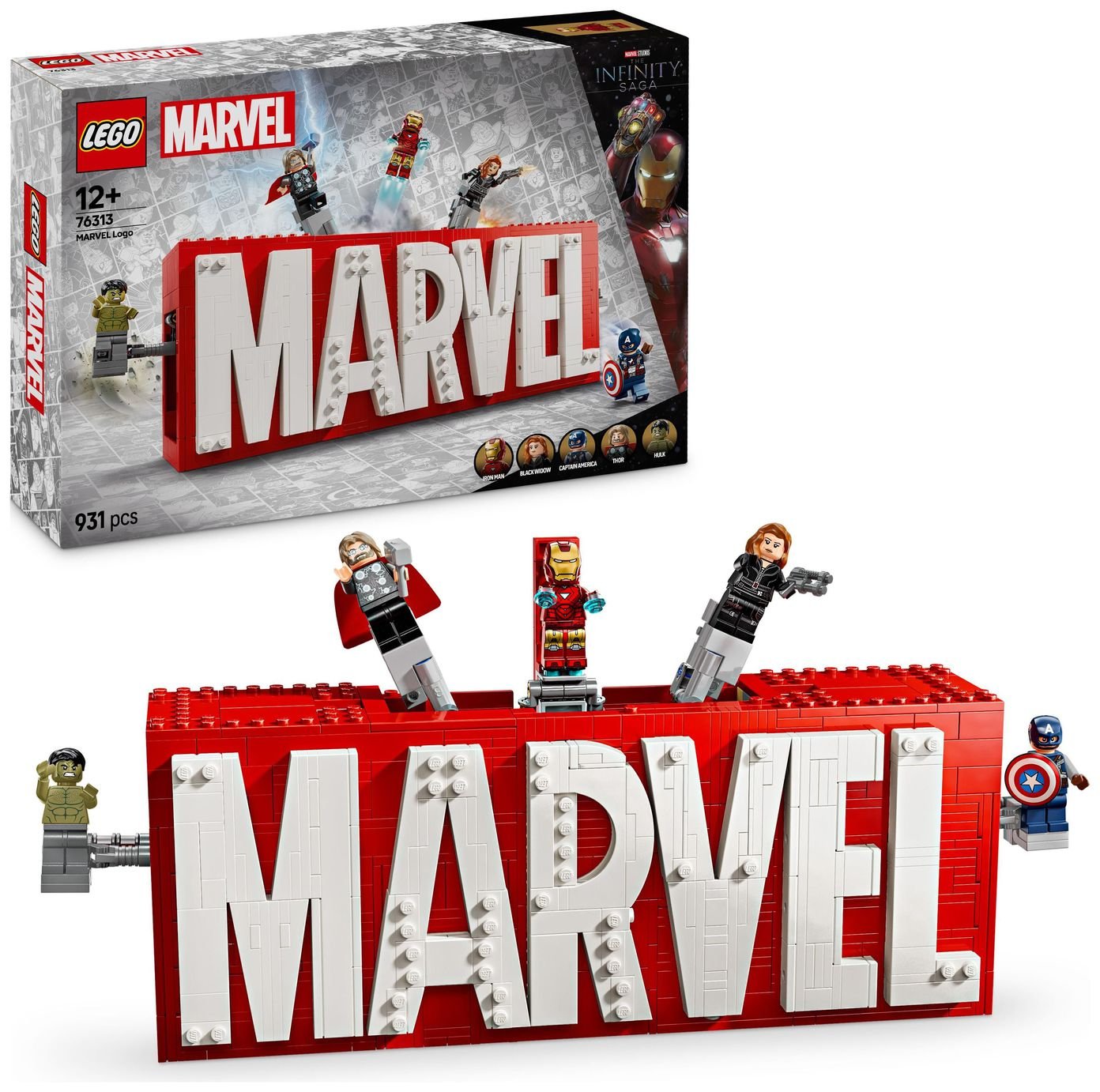 LEGO Marvel: MARVEL Logo & Minifigures Building Toy 76313