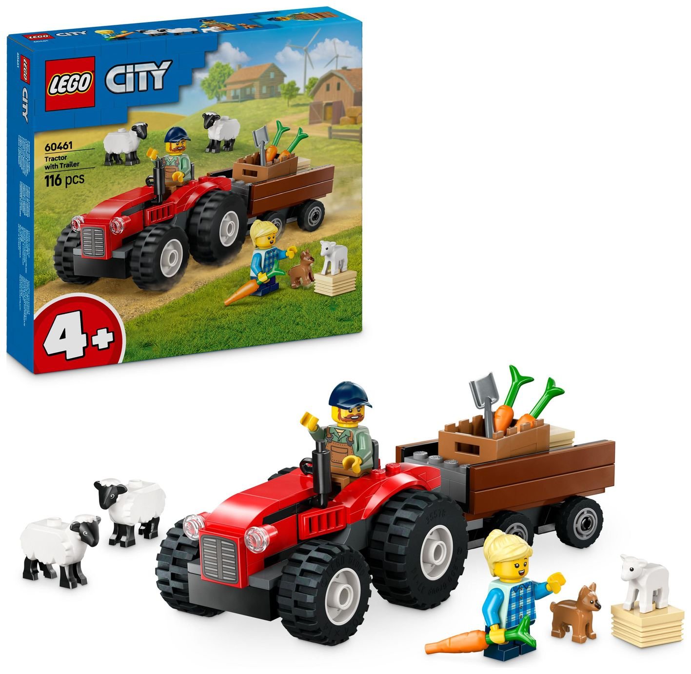 LEGO City Red Farm Tractor with Trailer & Sheep Toys 60461