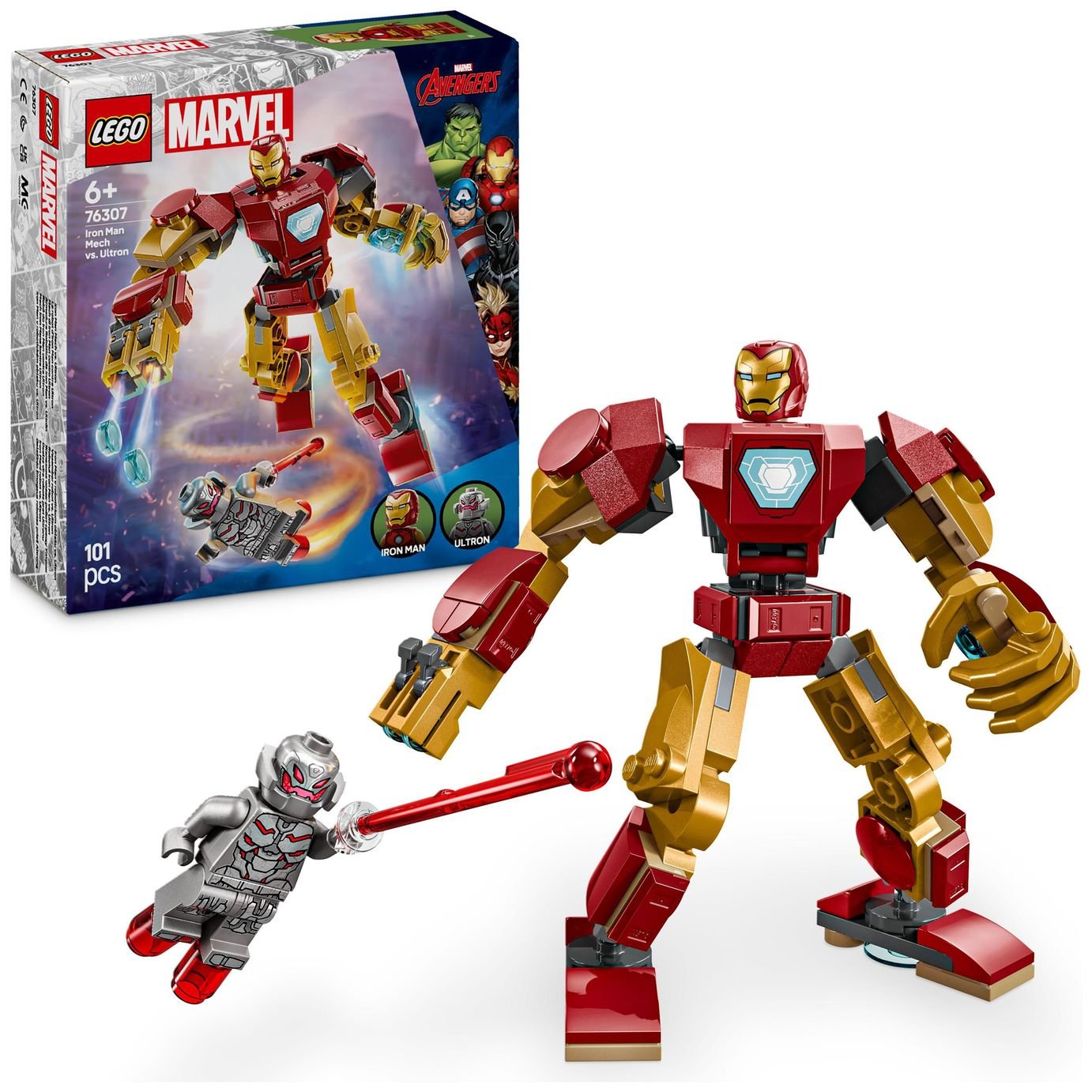 LEGO Marvel Iron Man Mech vs. Ultron Building Toy Set 76307