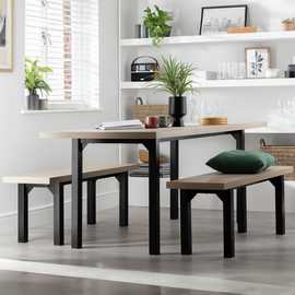 Habitat Zayn Birch Dining Table & 2 Birch Benches