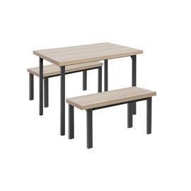 Habitat Zayn Wood Effect Dining Table & 2 Natural Benches 