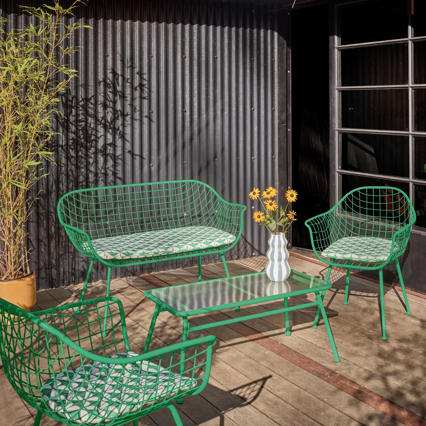 Habitat x Scion 4 Seater Metal Garden Sofa Set - Green