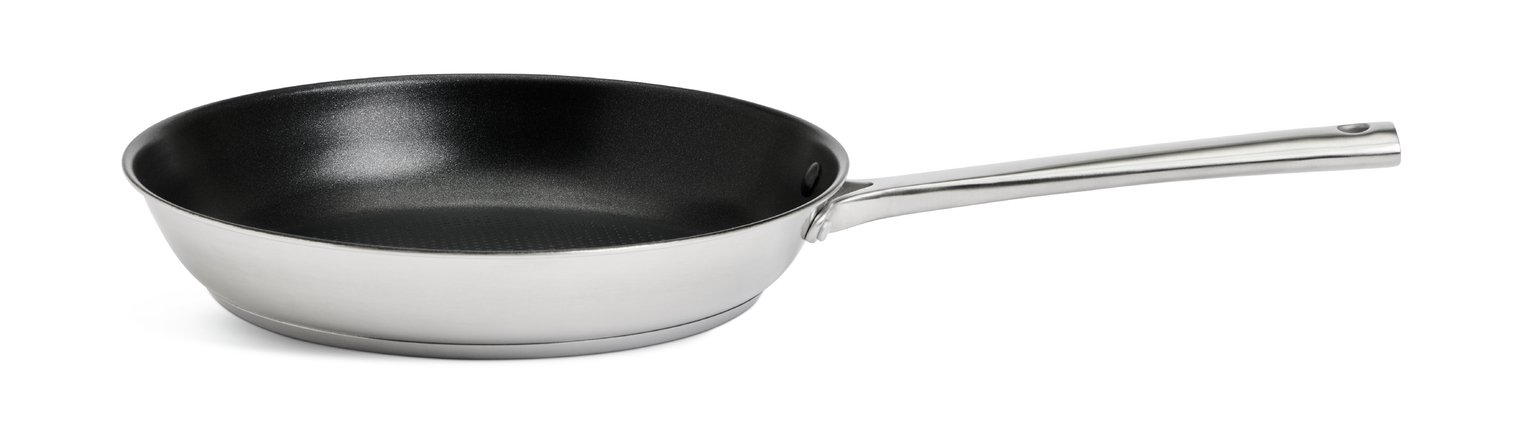 Habitat 28cm Brushed Stainless Steel Frying Pan