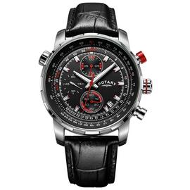 Rotary Men's Chronograph Black Leather Strap Watch